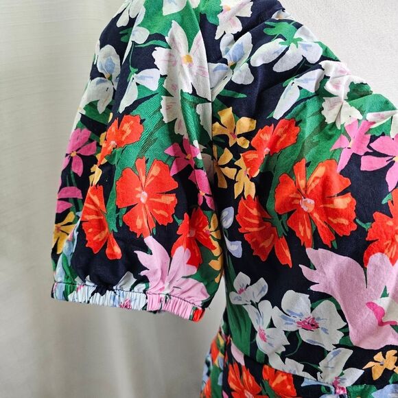 Old Navy Multi Floral Puff Sleeve Swing Dress Size Large - Picture 4 of 11